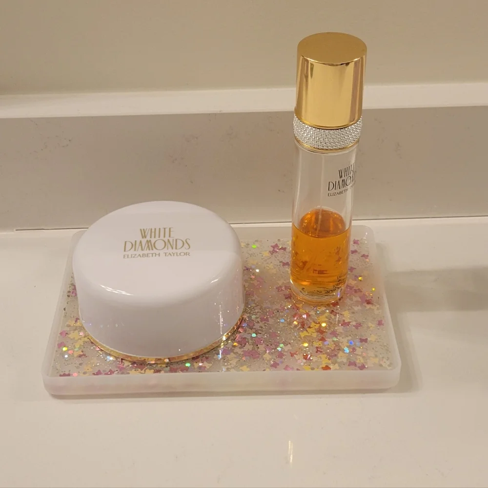 Glittery Pink and Gold Resin And Plastic Tray